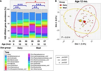 Different gut microbiota in U.S. formula-fed infants consuming a meat vs. dairy-based complementary foods: A randomized controlled trial